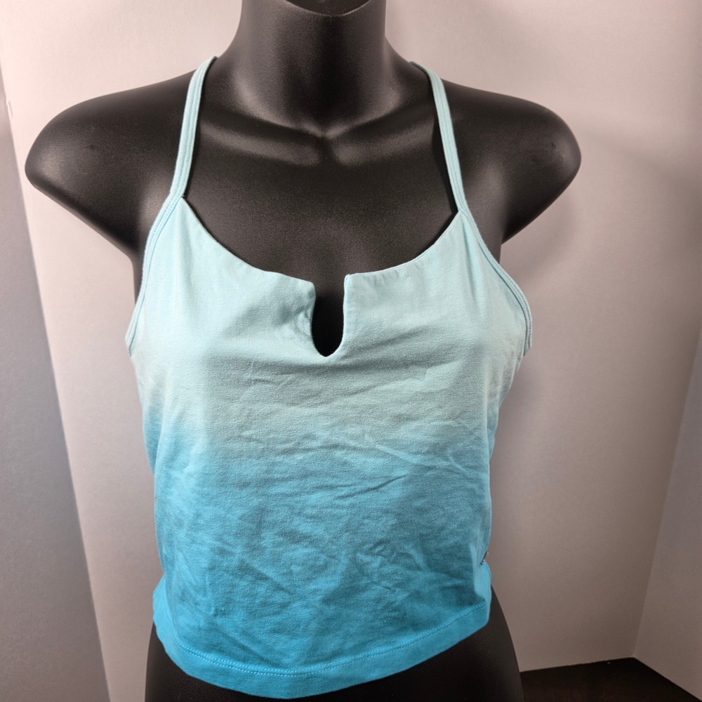 PINK Victoria's Secret Blue Ombre Crop Tank Top Women Medium Y-Back